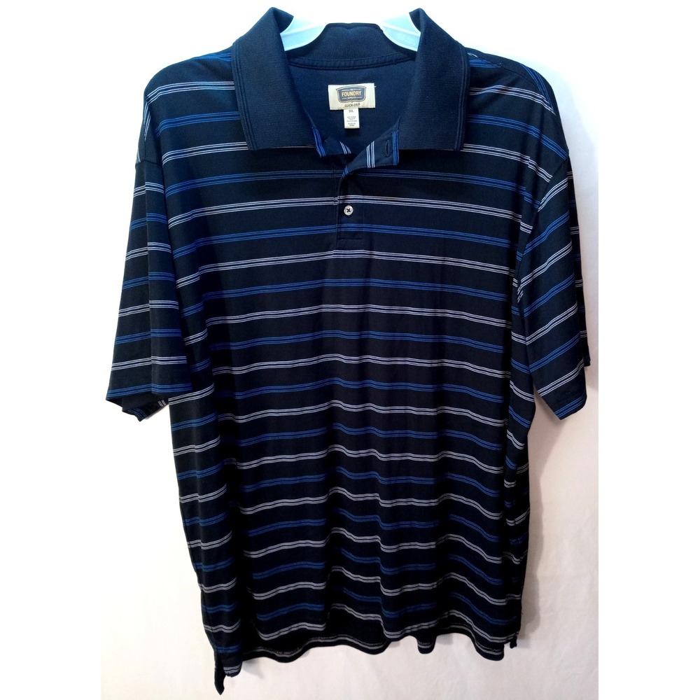 Men's Foundry Quick Dri Polo Shirt, 3XL,‎ Black Striped